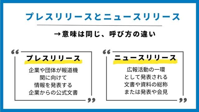 ニュースリリース　プレスリリース　違い